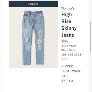 Ripped blue Jeans. Never worn, tags still on